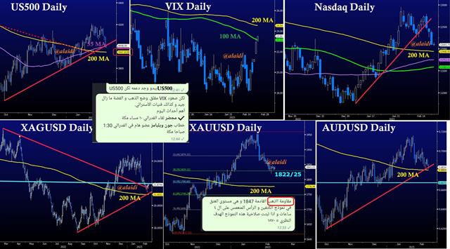 آخر مستجدات فيديو الذهب و المؤشرات - Gold Spx Nasdaq Feb 22 2023 (Chart 1)