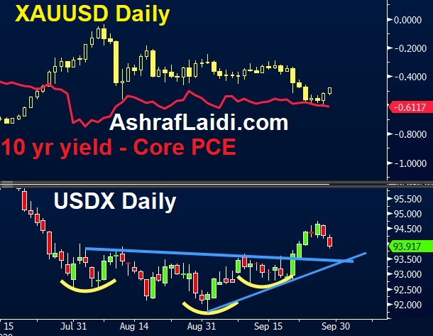 Real Yields & Fed Take Away - Real Yields Gold Sep 29 2020 (Chart 1)