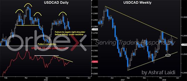 Unstoppable Loonie - Usdcad Daily Vs Yields English May 17 2018 Orbex (Chart 1)
