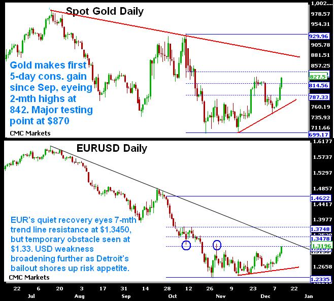 Detroit Spoils Dollar Party - EUR&Amp;GOLD Dec 2008 (Chart 1)